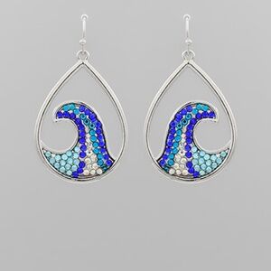 Crystal Waves Teardrop Earrings
